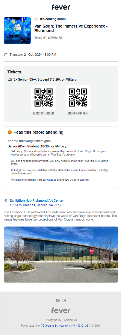 Pre-event reminder
